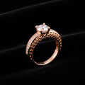 18K Rose Gold-Plated Six-Prong Round CZ Solitaire Ring