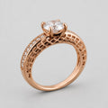 18K Rose Gold-Plated Six-Prong Round CZ Solitaire Ring