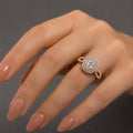 18K Rose Gold-Plated Oval CZ Double Halo Infinity Split-Band Ring