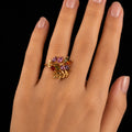 18K Gold-Plated Multi-Color Marquise CZ Botanical Leaf Ring