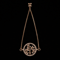 18K Gold-Plated Pavé CZ Botanical Medallion Chain Bracelet