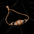 18K Gold-Plated Pavé CZ Bow Charm Chain Bracelet