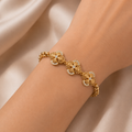 18K Gold-Plated Pavé CZ Clover Station Bracelet