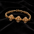 18K Gold-Plated Pavé CZ Clover Station Bracelet