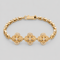18K Gold-Plated Pavé CZ Clover Station Bracelet