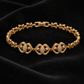 18K Gold-Plated Pavé Double Hearted CZ Bracelet