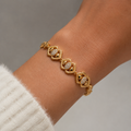 18K Gold-Plated Pavé Double Hearted CZ Bracelet
