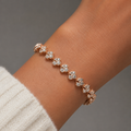 Rose Gold-Plated Pavé CZ Heart Tennis Bracelet