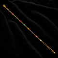 18K Gold-Plated Multi-Color Baguette CZ Chain Bracelet