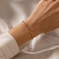 18K Gold-Plated Multi-Color Baguette CZ Chain Bracelet