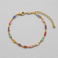 18K Gold-Plated Multi-Color Baguette CZ Chain Bracelet