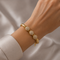 18K Gold-Plated Pavé CZ Cluster Bangle Bracelet