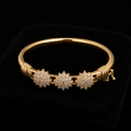 18K Gold-Plated Pavé CZ Cluster Bangle Bracelet