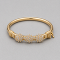 18K Gold-Plated Pavé CZ Cluster Bangle Bracelet