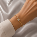 18K Gold-Plated Oval CZ Floral Cluster Chain Bracelet
