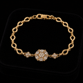 18K Gold-Plated Oval CZ Floral Cluster Chain Bracelet
