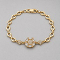 18K Gold-Plated Oval CZ Floral Cluster Chain Bracelet