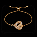 18K Gold-Plated Pavé CZ Swirled Heart Pendant Chain Bracelet