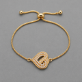 18K Gold-Plated Pavé CZ Swirled Heart Pendant Chain Bracelet