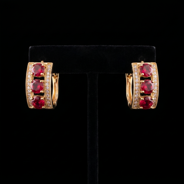 18K Gold-Plated Colored Gemstone Huggie Earrings