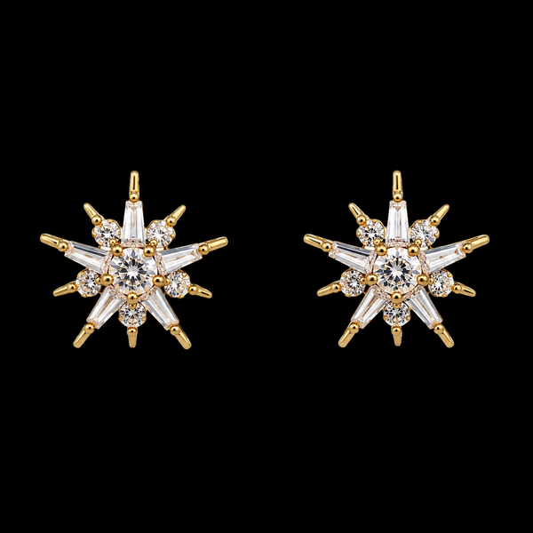 18K Gold-Plated Celestial Starburst Stud Earrings