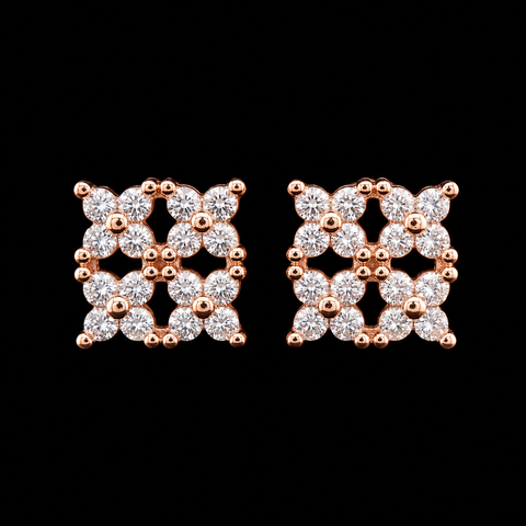 18K Gold-Plated Cushion Cut Pavé CZ Stud Earrings