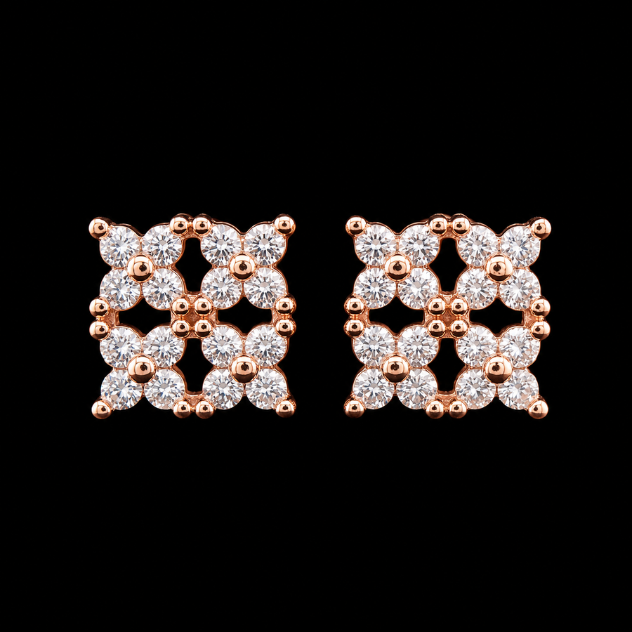 18K Gold-Plated Cushion Cut Pavé CZ Stud Earrings