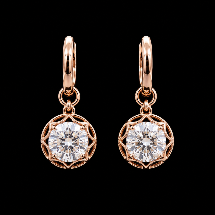 18K Gold-Plated Crown CZ Dangle Earrings