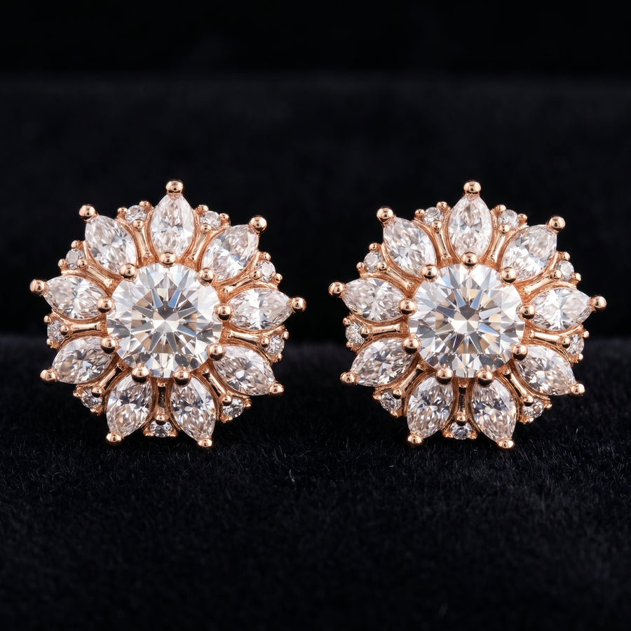 18K Gold-Plated Snowflake Pavé CZ Stud Earrings