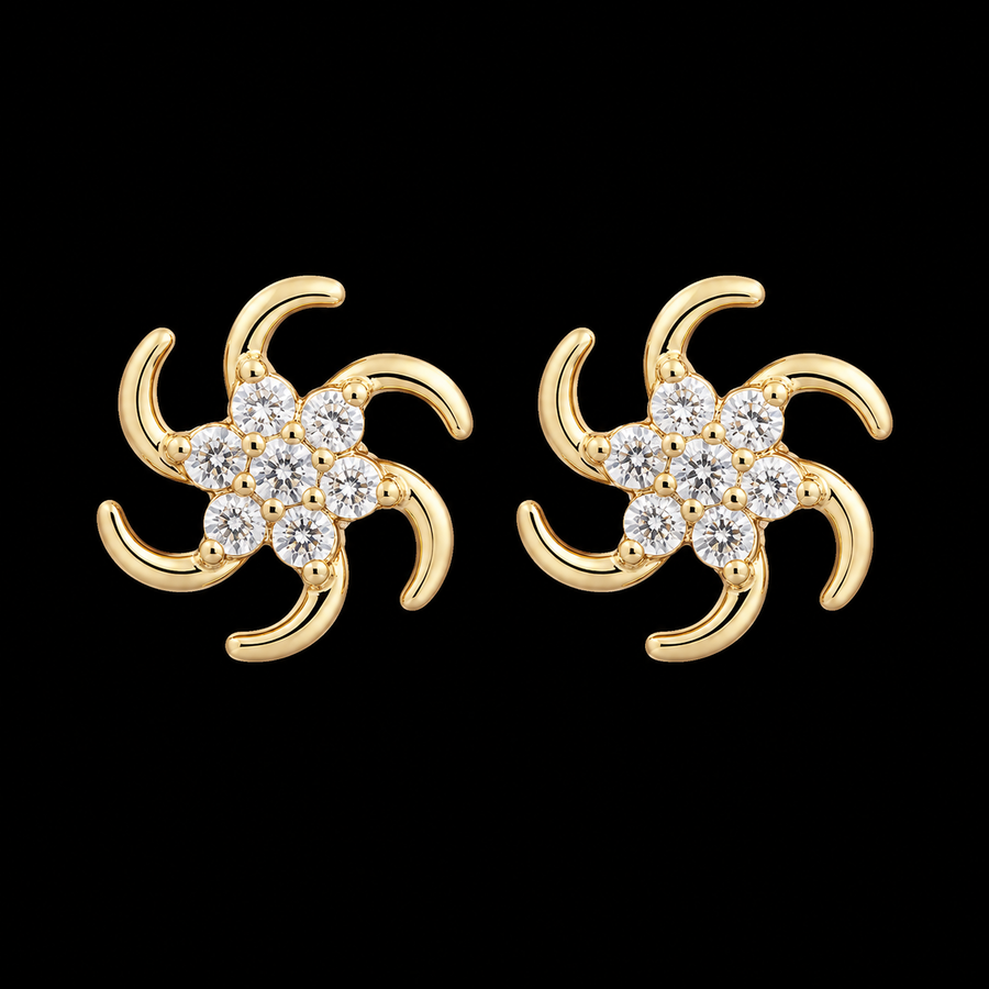 18K Gold-Plated Open Swirl CZ Stud Earrings