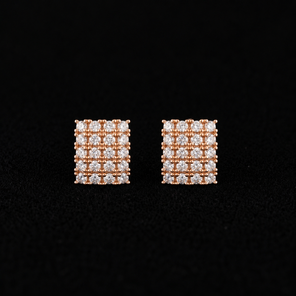 18K Gold-Plated Pavé CZ Square Tile Stud Earrings