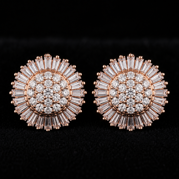 18K Gold-Plated Sunflower Pavé CZ Stud Earrings