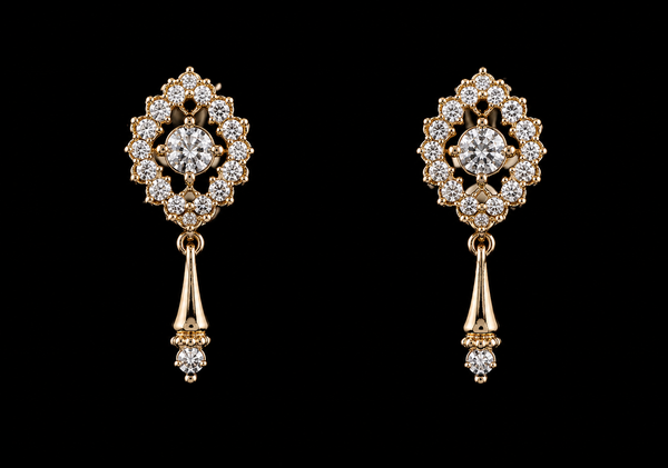 18K Gold-Plated Art Deco CZ Drop Earrings