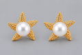 18K Gold-Plated Textured Starfish Pearl Stud Earrings