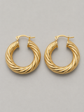 18K Gold-Plated Small Twisted Rope Chunky Hoop Earrings