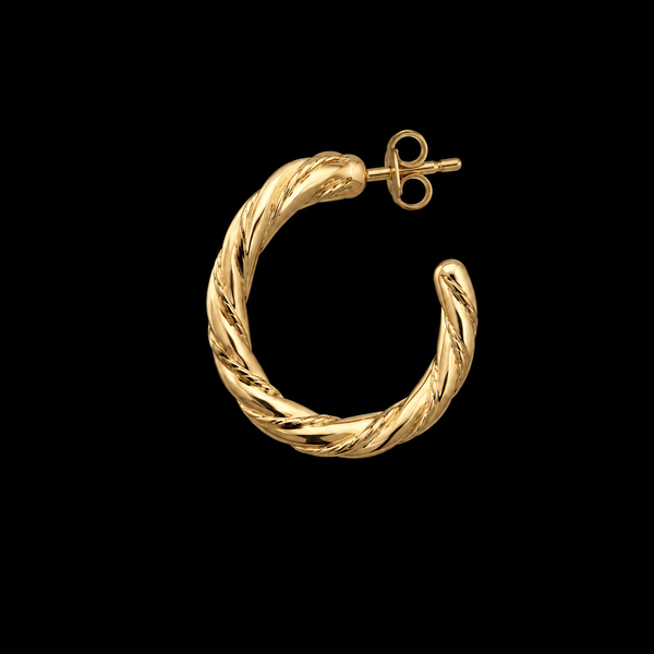 18K Gold-Plated Twisted Croissant Open Hoop Earrings