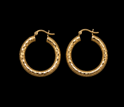 18K Gold-Plated Box Linked Disco Hoop Earrings