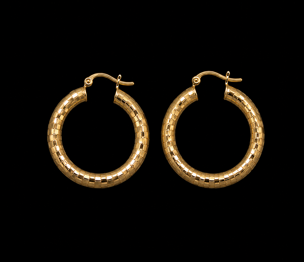 18K Gold-Plated Box Linked Disco Hoop Earrings