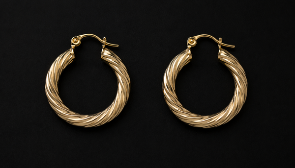 18K Gold-Plated Medium Bold Twisted Rope Open Hoop Earrings