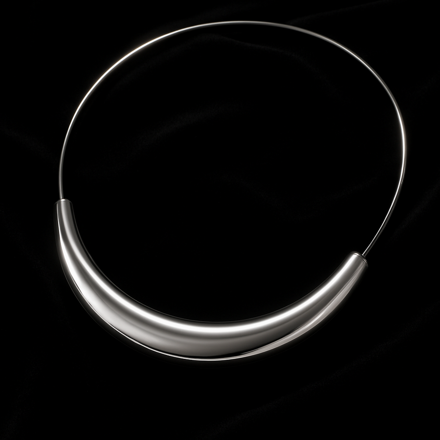 925 Silver Tapered Torque Collar Necklace on velvet