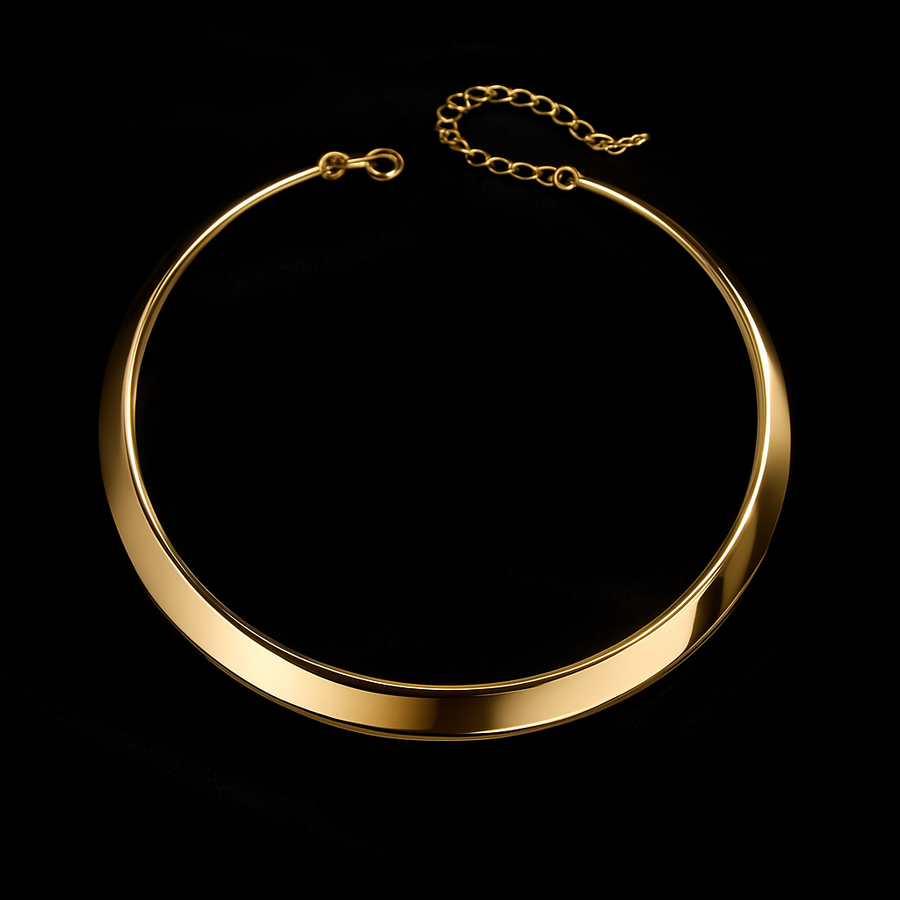 18K Gold-Plated Dainty Gold Choker Necklace on velvet
