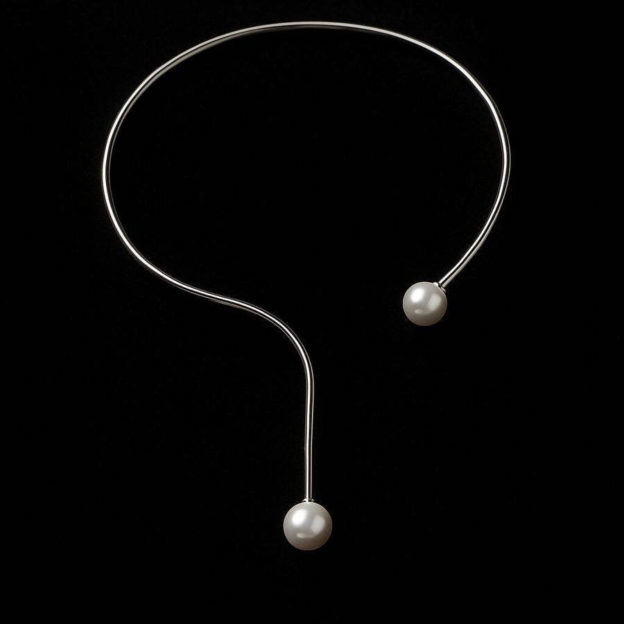 925 Silver Floating Pearl Choker Necklace