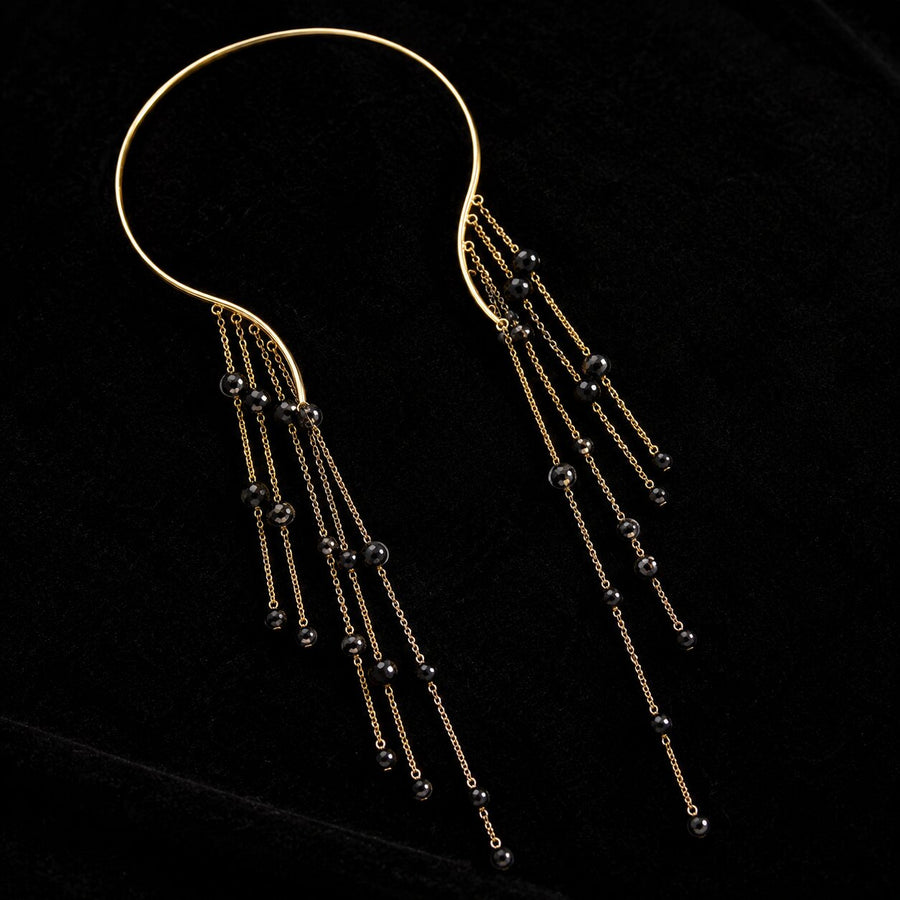 18K Gold-Plated Multi-Strand Pearl Tassel Necklace