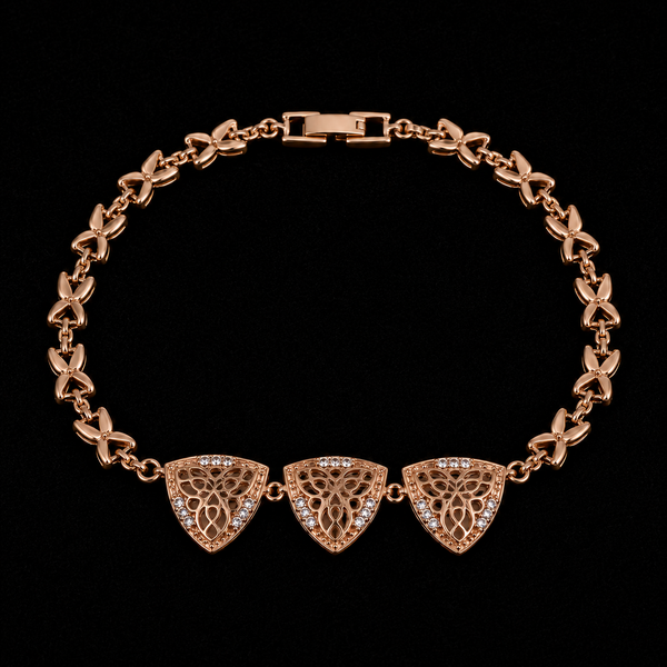 18K Gold-Plated Paisley Openwork Triangular Panel Chain Bracelet