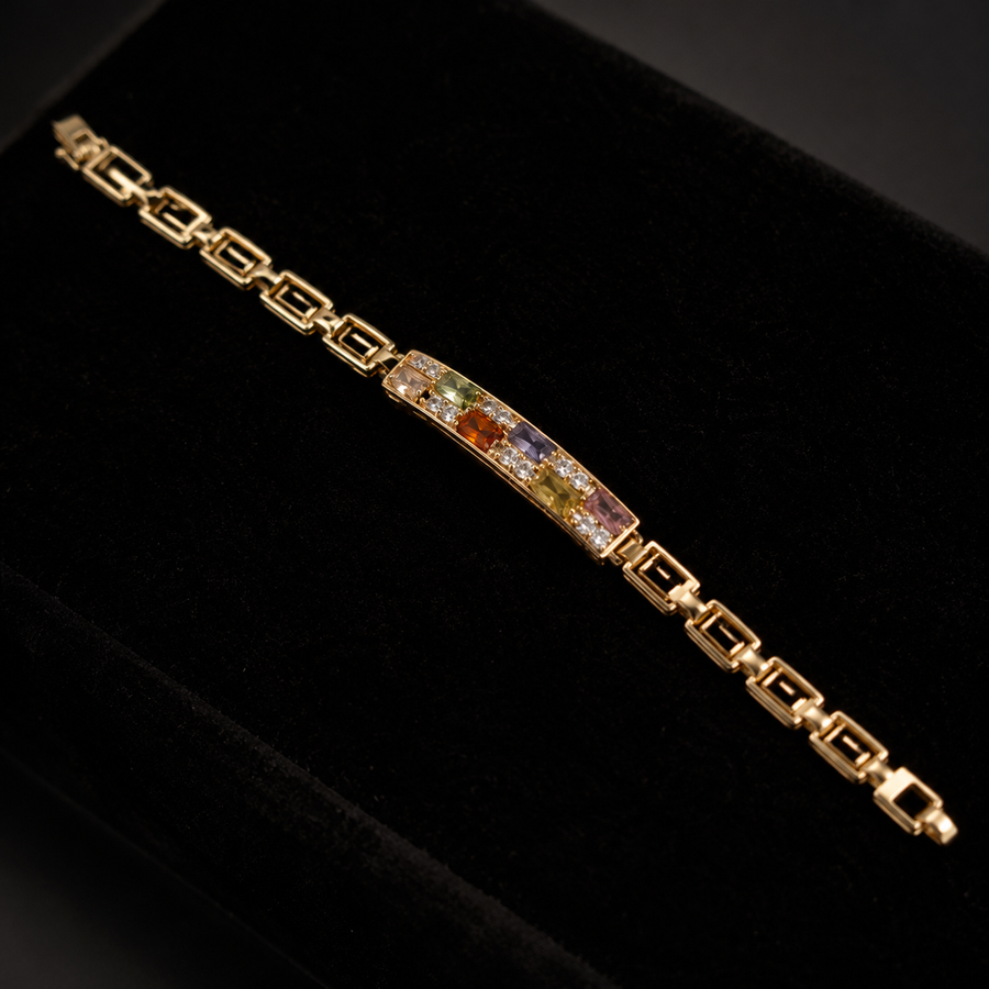 18K Gold-Plated Round & Baguette CZ Tennis Bracelet