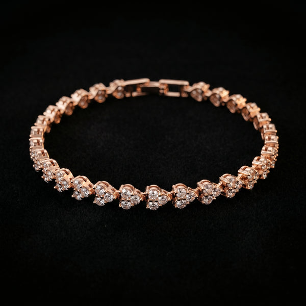 Rose Gold-Plated Pavé CZ Heart Tennis Bracelet