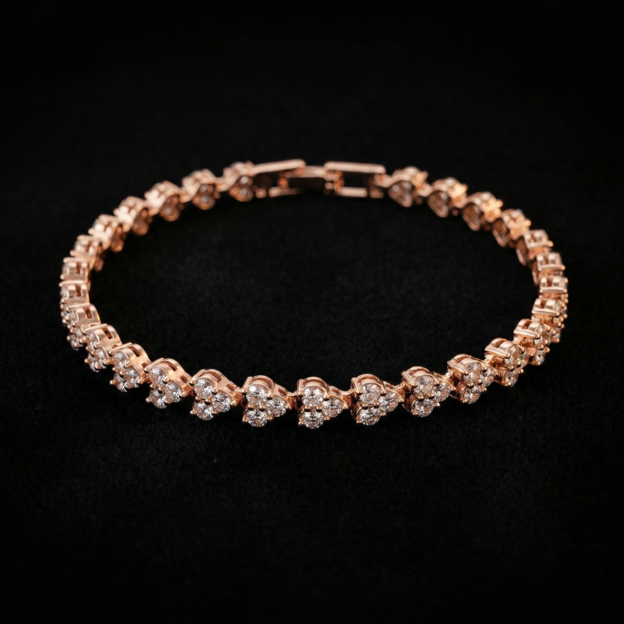 Rose Gold-Plated Pavé CZ Heart Tennis Bracelet