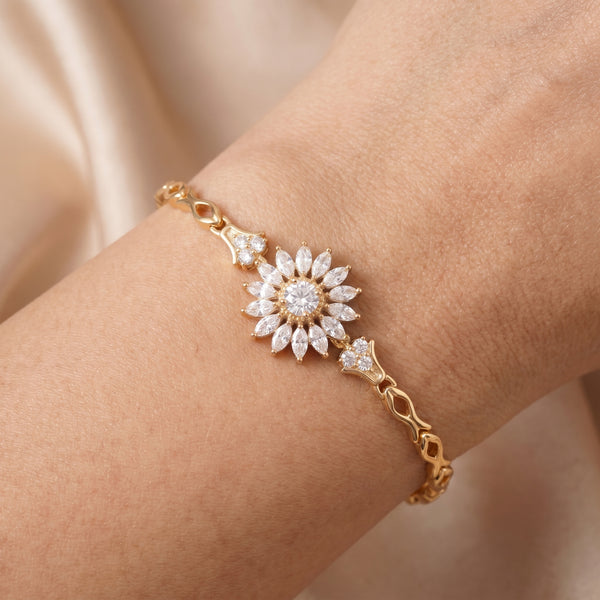18K Gold-Plated Sunflower Link Bracelet